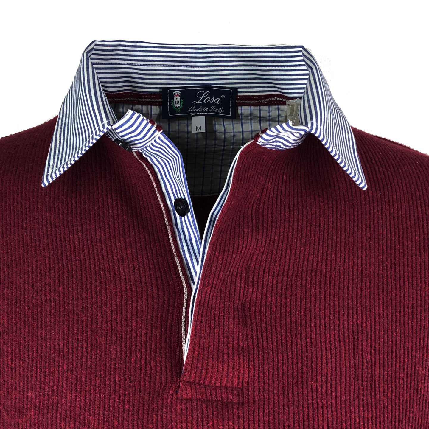 POLO  UOMO COSTA Bordeaux collo rigato bianco e blu