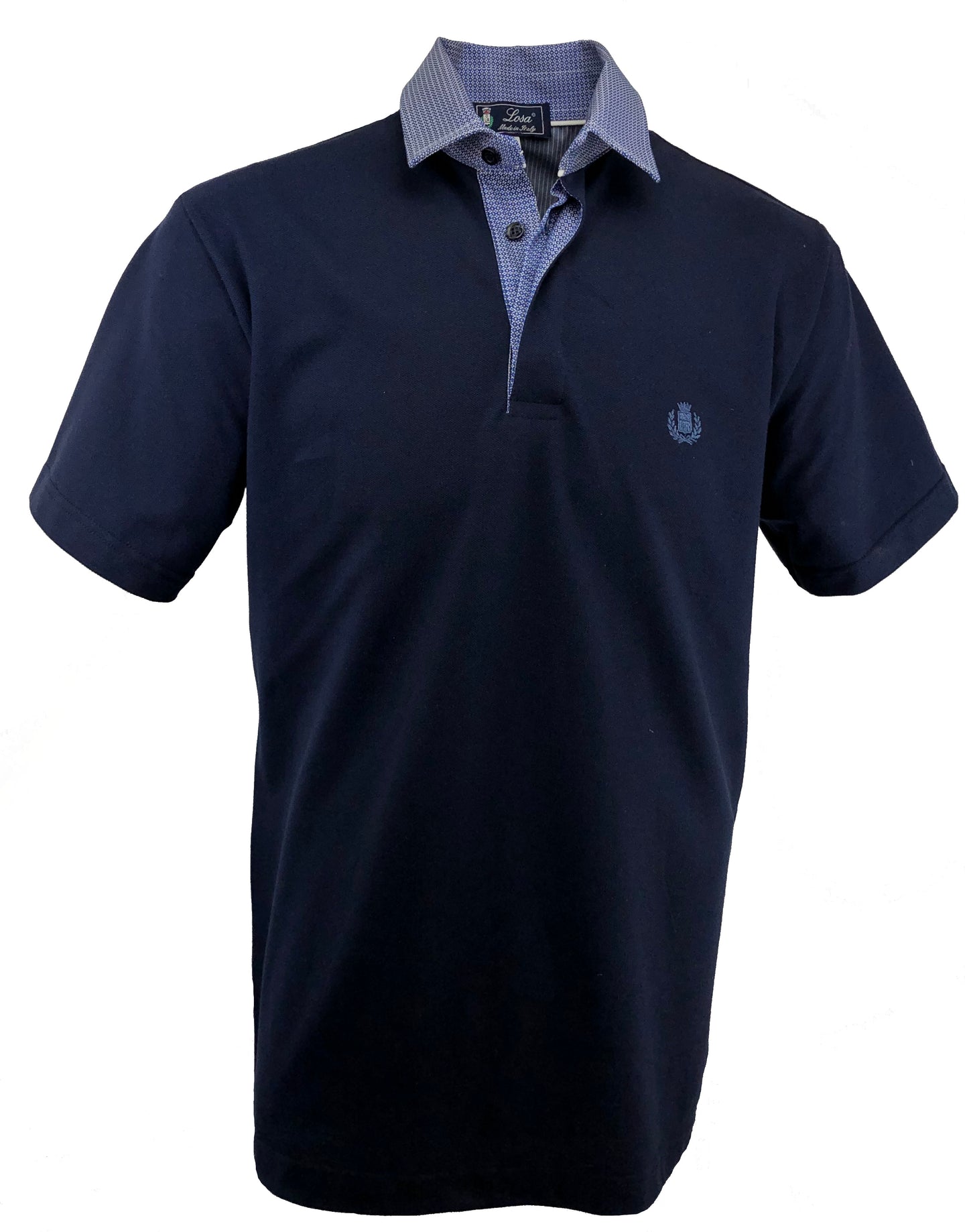 POLO Piquet  Blu Navy collo fantasia 23