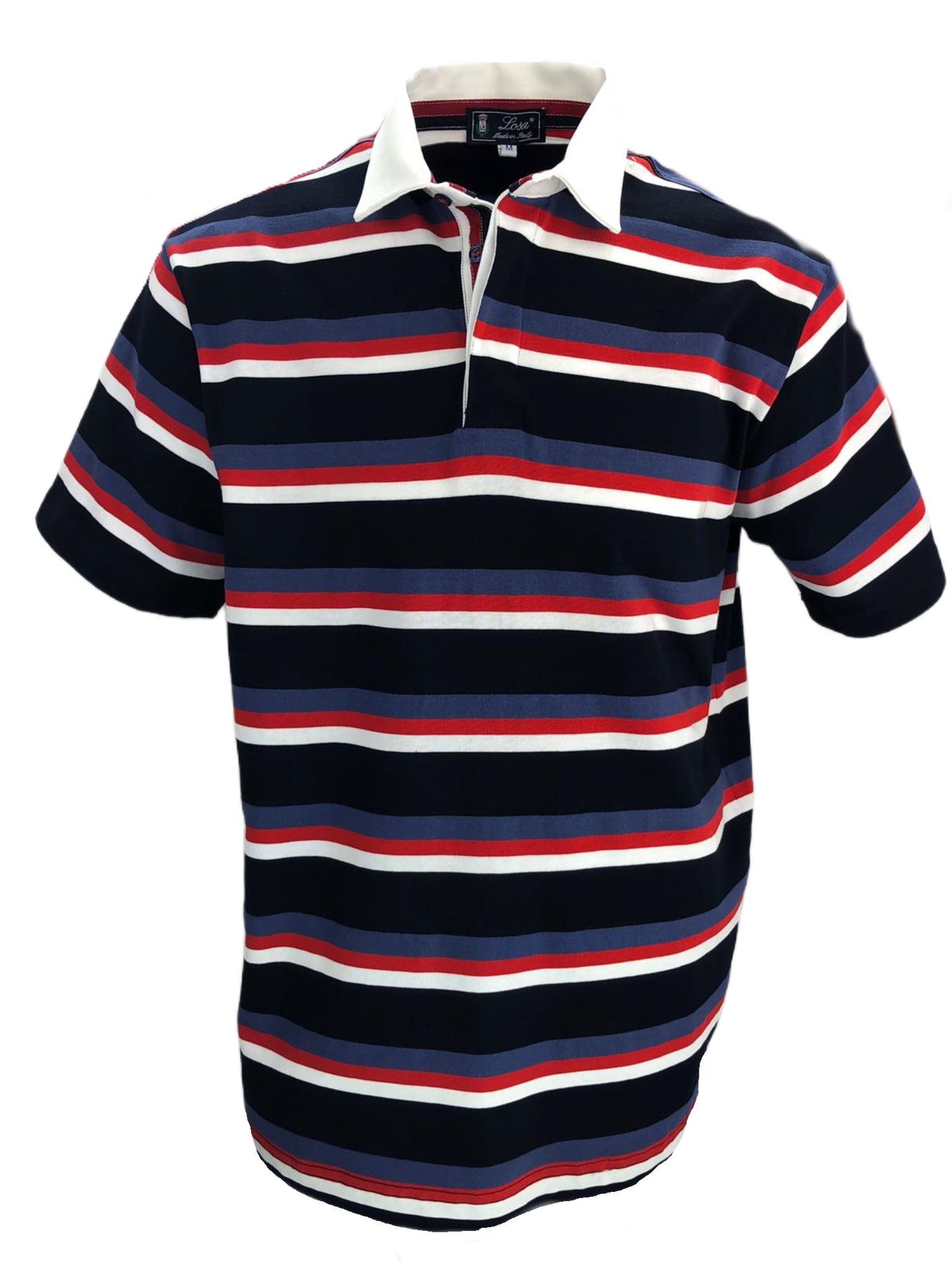 POLO Jersey Cotone Rigato Rosso Blu