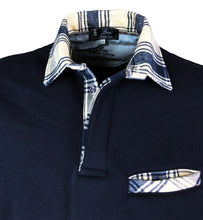 Carica l&#39;immagine nel visualizzatore di Gallery, POLO Felpa Blu Navy collo Scozzese con Taschino
