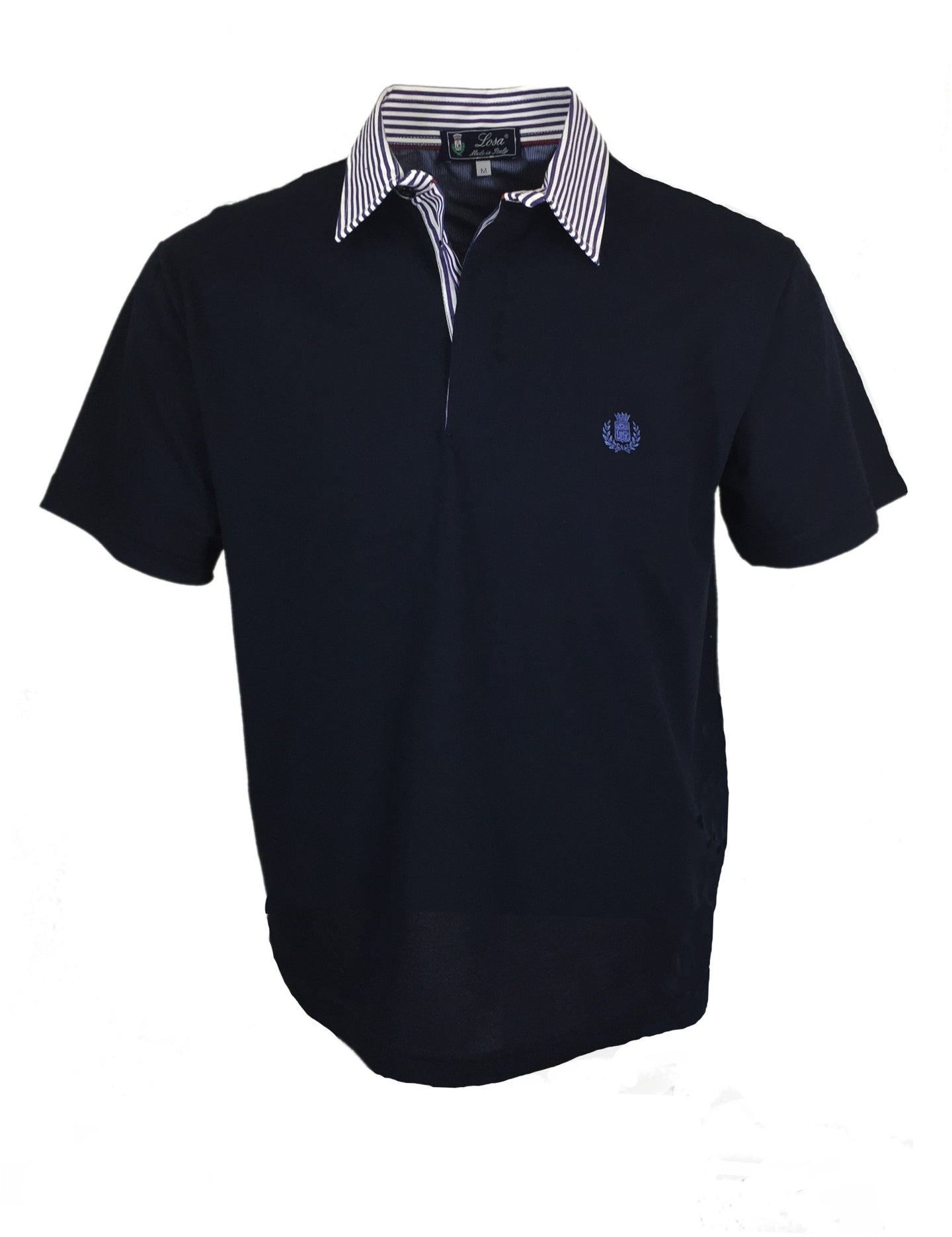 Piquet  Blu Navy Collo Rigato alto