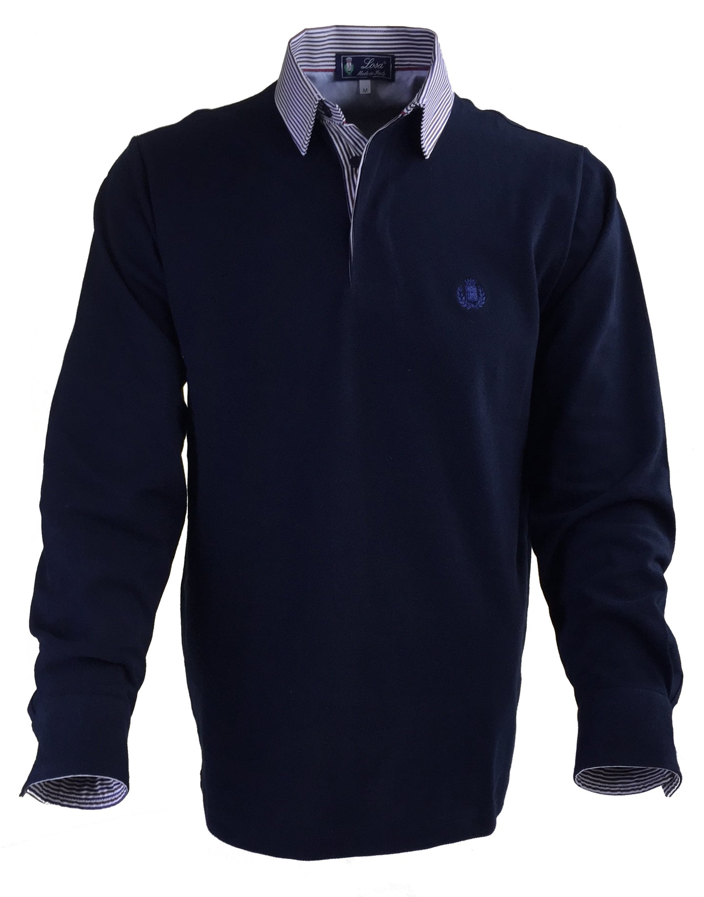 POLO Piquet Blu Navy Riga Bianco Blu Marrone